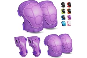 CKE Knee Pads for Kids Knee Pads and Elbow Pads Toddler Protective Gear Set Kids Elbow Pads and Knee Pads for Girls Boys with Wrist Guards 3 in 1 for Skating Cycling Bike Rollerblading Scooter-Purple M
