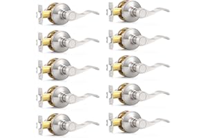 Probrico Wave Style Passage Door Levers Hall Closet Handles Keyless Interior Door Leversets in Satin Nickel, 10Pack