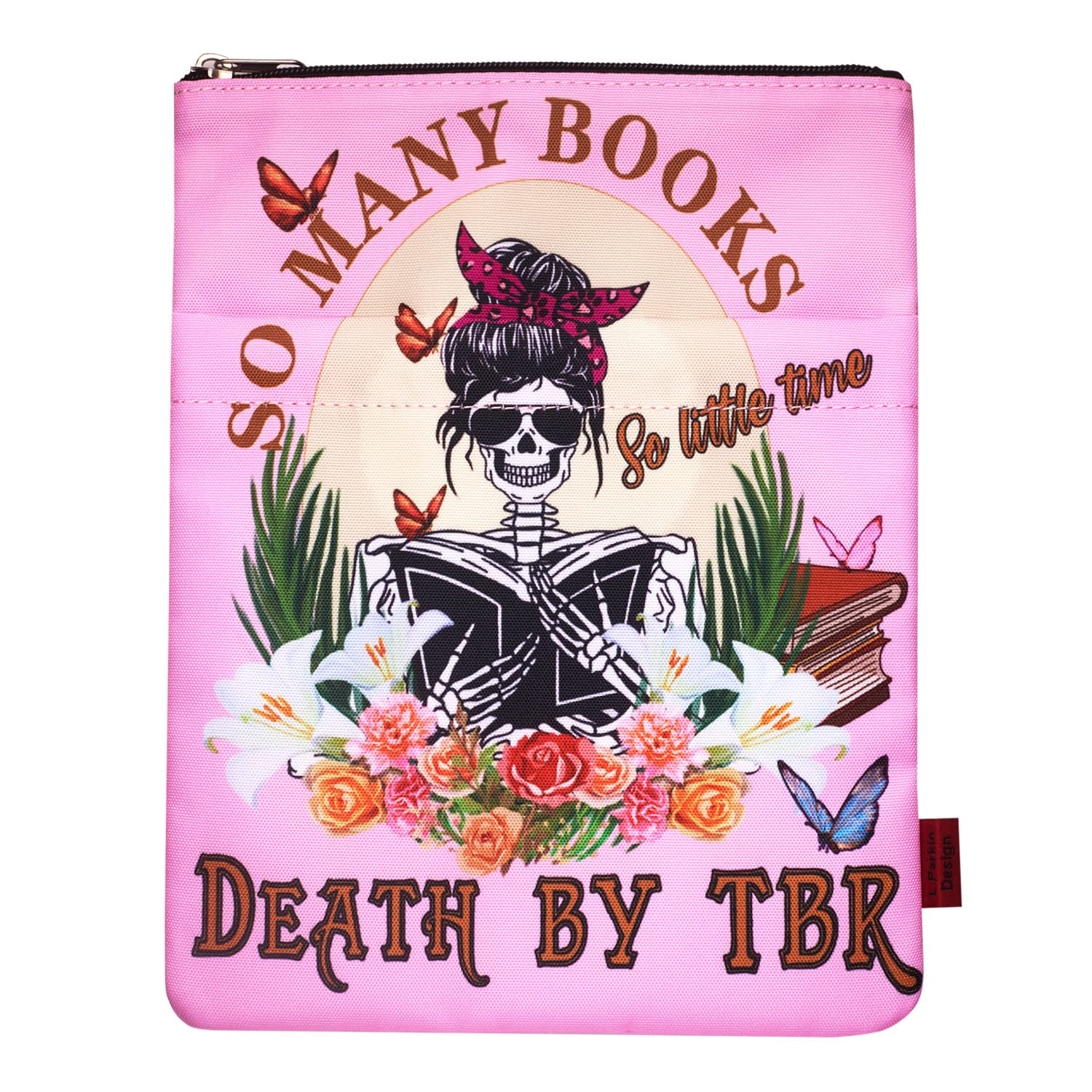LParkin So Many Books So Little Time Death by TBR Book Covers for Readers Sleeve Gift Paperback Book Cover with Zipper
