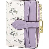 Busnos Women's Wallet Small Wallets for Women Cute Flower Ladies Women's Wallets Purple Bifold Wallet Womens With Zipper Coin Pocket Purses Card Holder for Women