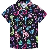 YALLET Boys Hawaiian Shirt Cool Summer Hawaii Shirts Casual Short Sleeve Button Down Aloha Beach Tee Tops 2-10 Years