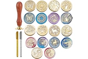 Wax Seal Stamp Set 9Pcs Sealing Wax Stamp Heads with a Wooden Handle Various Patterns for Wedding Letter Encapsulation Greeti