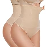 ForeverShaper Thong Shapewear Tummy Control - High Waisted Body Shaper Panties Girdle Compression Stomach Shapewear Underwear