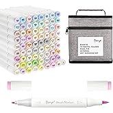 Bianyo 72 Pastel Colors Alcohol Markers Set, Dual Tip Brush & Fine Alcohol-Based Art Markers for Artists, Adults, Comics, Coloring, Drawing, Sketching, Illustration with Storage Bag