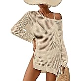Bsubseach Crochet Cover Up for Swimwear Women Pool Swimsuit Coverup Long Sleeve Beach Knit Tops