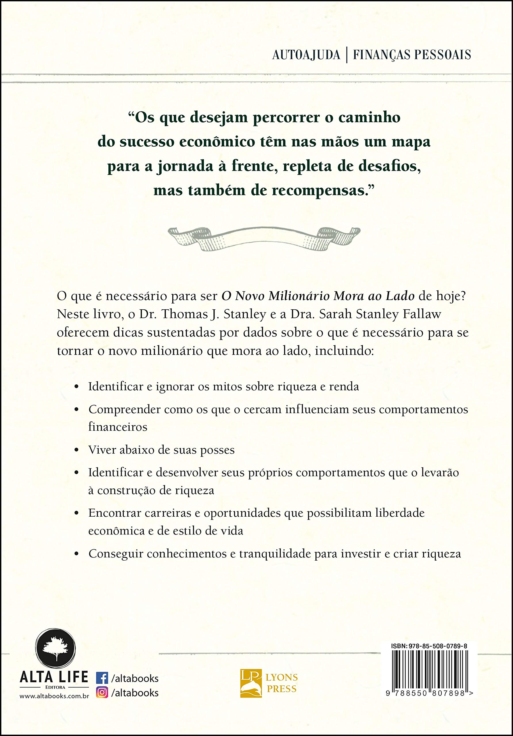 Livro 'O Novo Milionário Mora ao Lado' por Thomas J. Stanley, Sarah Stanley Fallaw