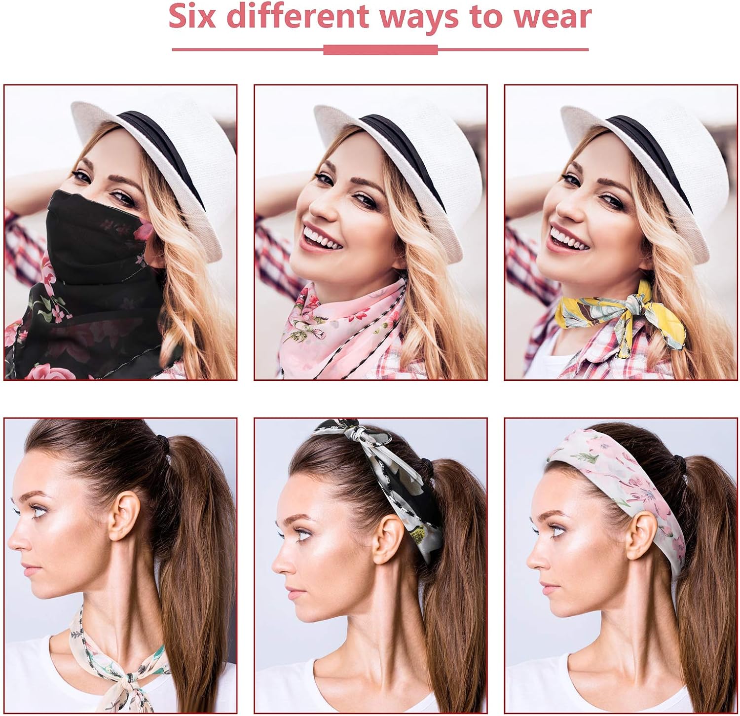 SATINIOR 10 Pack Chiffon Face Scarf Ear-Hanging Outdoor Sunscreen Headwear Breathable Bandana Neck Gaiter Sun UV Protection Face Cover for Women Outdoor Sports, As Pictures Shown, 18 x 18 inch/ 45 x 45 cm: Clothing