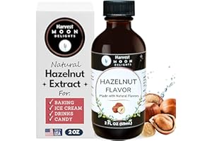 Natural Hazelnut Extract - 2 oz - Water-Soluble - By Harvest Moon Delights - Hazelnut Extract for Baking, Ice Cream, Drinks, and Candy - Hazelnut Flavoring Sugar-Free, Gluten-Free, Kosher