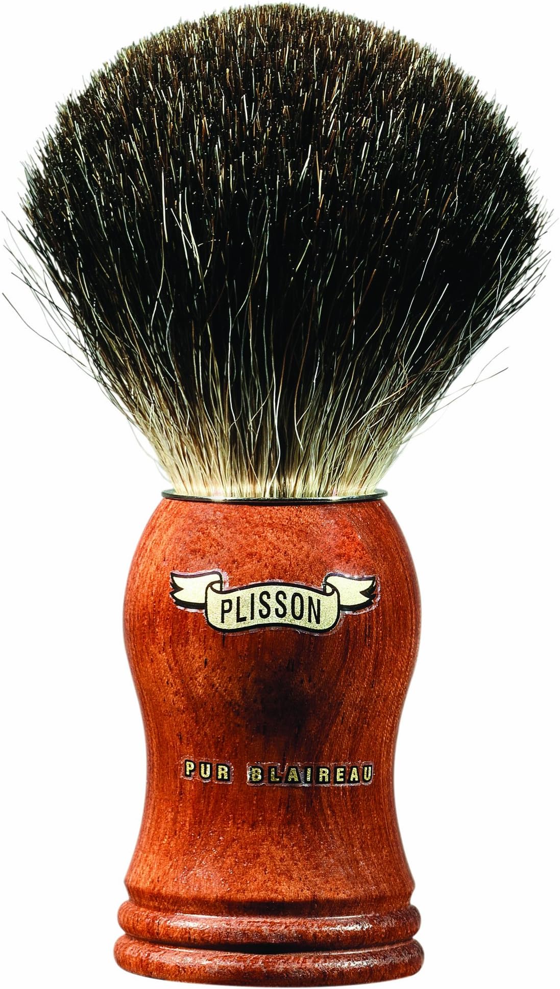 Plissons 955530 Shaving Brush - Size 12 - Bubinga-Wood Handle with Pure Black Bristles
