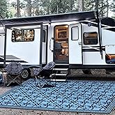 TIPHOPE 9 X 6FT RV Outdoor Rugs,Foldable Outdoor Camping Mats with Carrying Bag Waterproof Reversible Mat RV Patio Mat Large