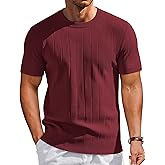 COOFANDY Men's T-Shirts Short Sleeve Knit Shirts Casual Crewneck Ribbed Dress Tee Shirt