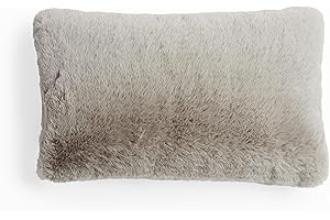 UnHide Squish Lumbar Pillow - Faux Fur Pillow - Extra Soft Throw Pillow - Rectangular Shaped, Polyester Fill - Machine Washable - Perfect for Living Room Or Bedroom - 10” x 18” - Greige