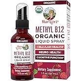 MaryRuth Organics Vitamin B12 Liquid Spray | Vegan, Non-GMO, Gluten-Free | USDA Organic Supplement | Energy & Nervous System Support | B12 Vitamins for Women & Men | 720 mcg | 1 Fl Oz