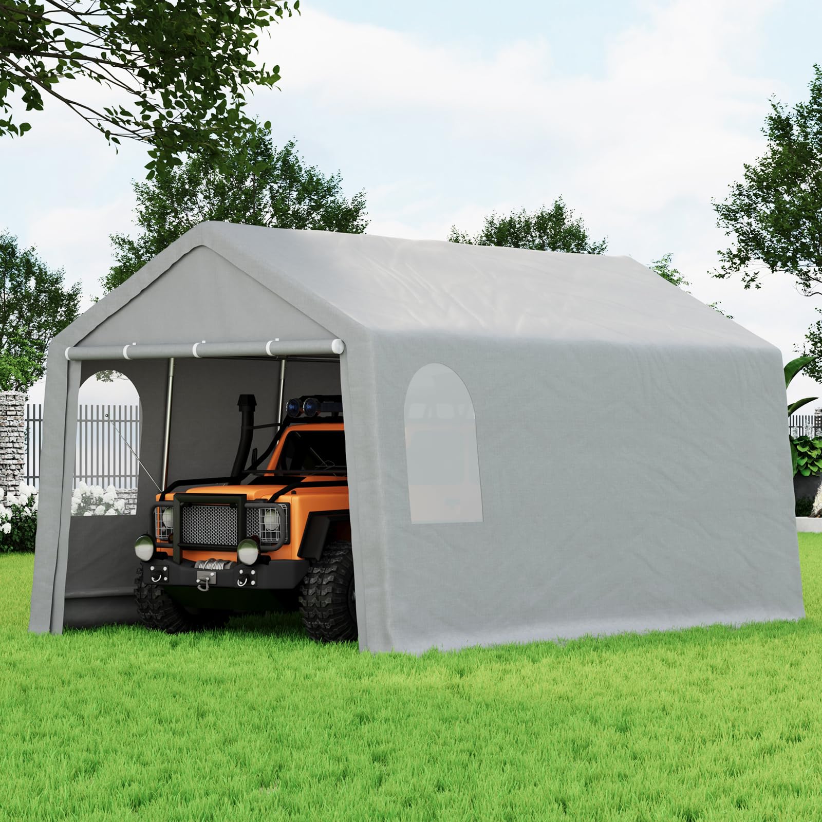 Photo 1 of 10×20 ft Outdoor Storage Sheds, Portable Storage Shelter Shed with Roll up Zipper Doors & Vents, Waterproof Outside Utility Shed Garage Tent for Motorcycle, Bicycles and Camping Tools