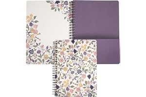 STEEL MILL AND CO. Steel Mill & Co Cute Floral Mini Spiral Notebook, 8.25" x 6.25" Journal with Durable Hardcover and 160 Lined Pages, Purple Vine Ditsy