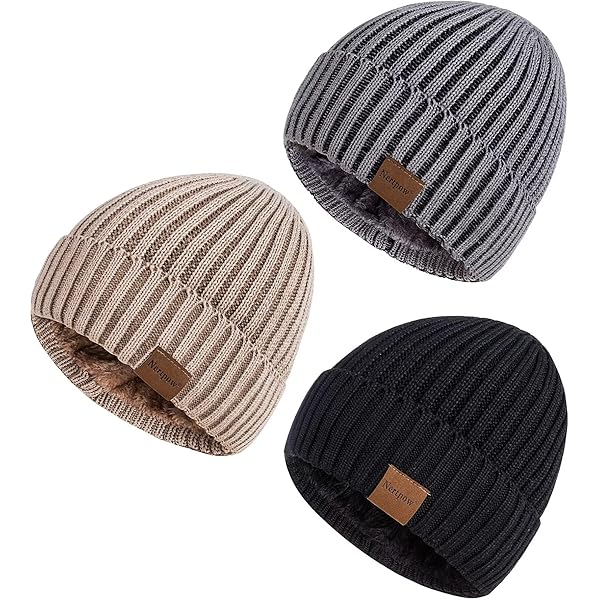 AKONNAS Knit Kufi Hats Crochet Beanie Skull Caps Solid Colors