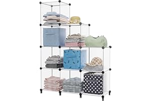 HOMIDEC Closet Organizers and Storage, 9 Cube Storage Organizer, Portable Closet Organizer Storage Cubes Shelves for Clothes, Bedroom, Wardrobe, Kids Room, Bathroom, Transparent