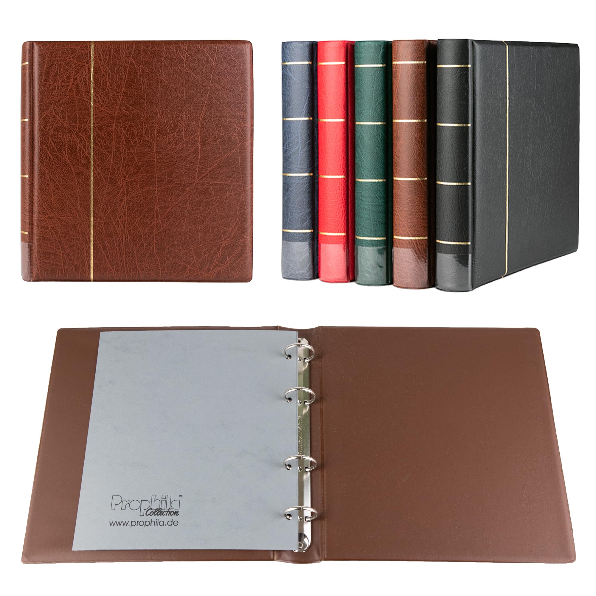 Prophila ringbinder for Coins, banknotes, Postcards, First Day Sheets, Brown