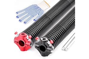 Pair of 2" Garage Door Torsion Springs Set with Non-Slip Winding Bars, High Quality Electrophoresis Oil-Free Black Coated for