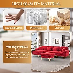 Wrofly U-Shaped Sectional Sofa Couch, 114" Comfy