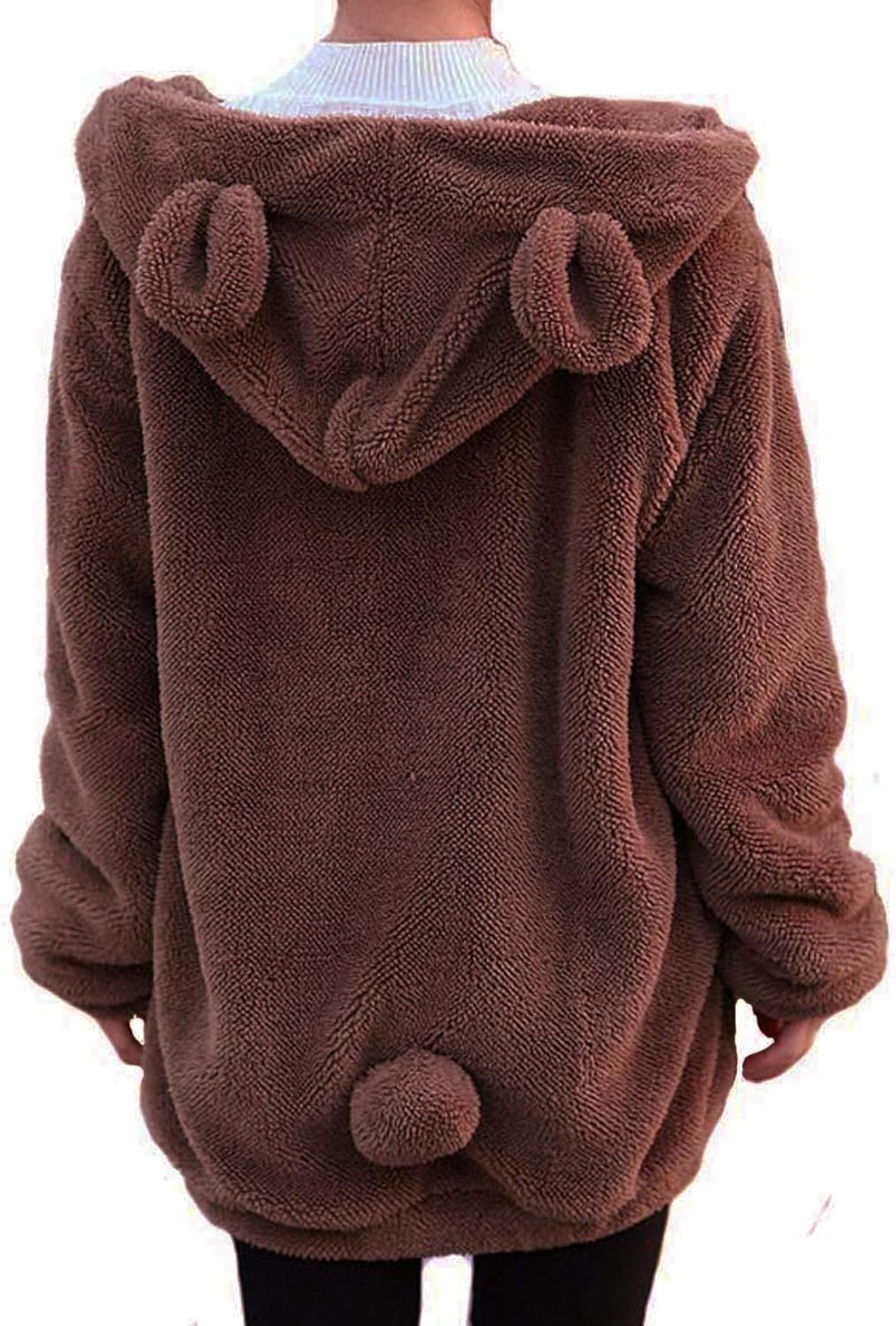 Winter Womens Fluffy Bear Tail Hoodies,Lovely Plush bunny Hoodies,fuzzy