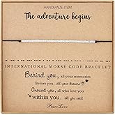 RareLove Graduation Gifts The Adventure Begins Morse Code Beaded Bracelet,2025 Grad Senior Gifts for Friends,Graduation Gifts for Best Friends,Waterproof Secret Bracelets Tiny Pony Seed