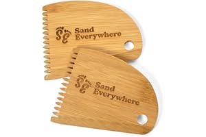 Sand Everywhere Surf Wax Comb 2 Pack - Bamboo Surf Board Wax Scraper and Wax Remover Pack Surf Wax Combs: Scraper Tool, Wax Remover- Works with Sex Wax, Sticky Bumps & More- Cheap Gifts for Surfers