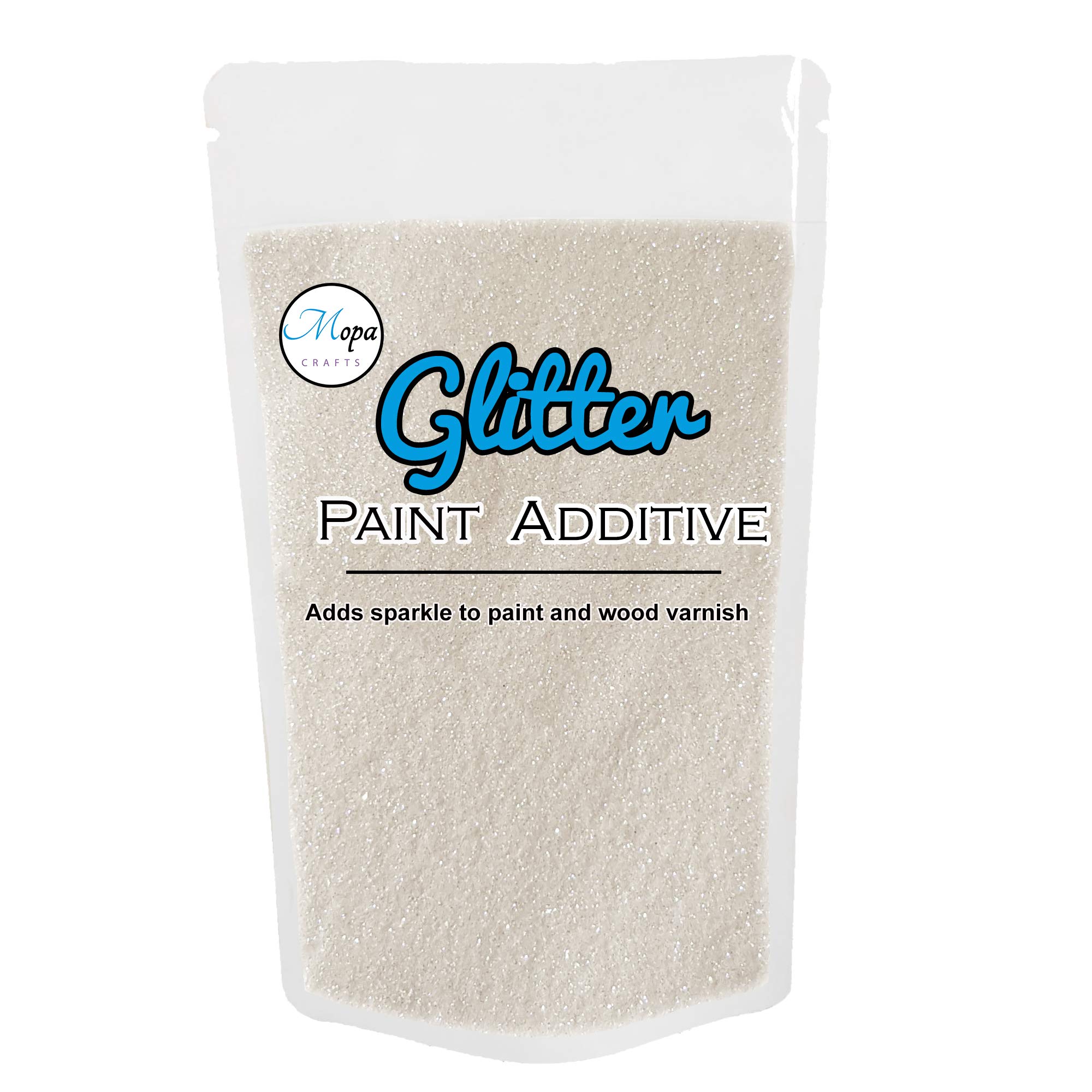 Mopa Crafts White Pearl Glitter Paint Crystal Additive 100g for Emulsion Paint - for use with Interior/Exterior Wall, Ceiling, Wood, Metal, Varnish, Dead Flat, Matt, Soft Sheen or Silk Paints