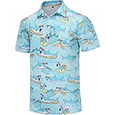 Funny Golf Shirts for Men Dry Fit Short Sleeve Print Mens Golf Polo Shirts for Men