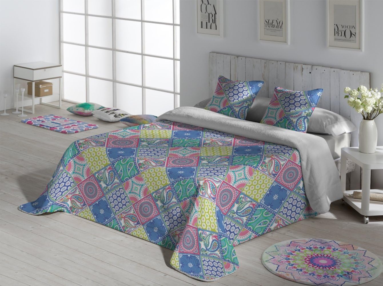 Synthetic Sheepskin Stamped Quilt- All bed dimensions - Duvet Mod. Vernier (Bed of 54" (Standard Double))