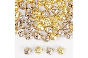 EVYIENEN 100 Pcs Christmas Jingle Bells 0.8 Inch, 2 Colors Mixed Large Craft Jingle Bells Colorful Metal Bells for Wreath Holiday Home Christmas Pet DIY Decoration