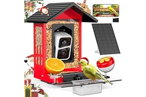 birdsnap® APS - Metal Bird Feeder with Camera Solar Panel 32GB Card, AI Identify 10000+ Birds Camera Feeder, 3 DIY Add-ons, 2K HD Live View Auto Record Bird Video, Ideal Gift for Birds Lover