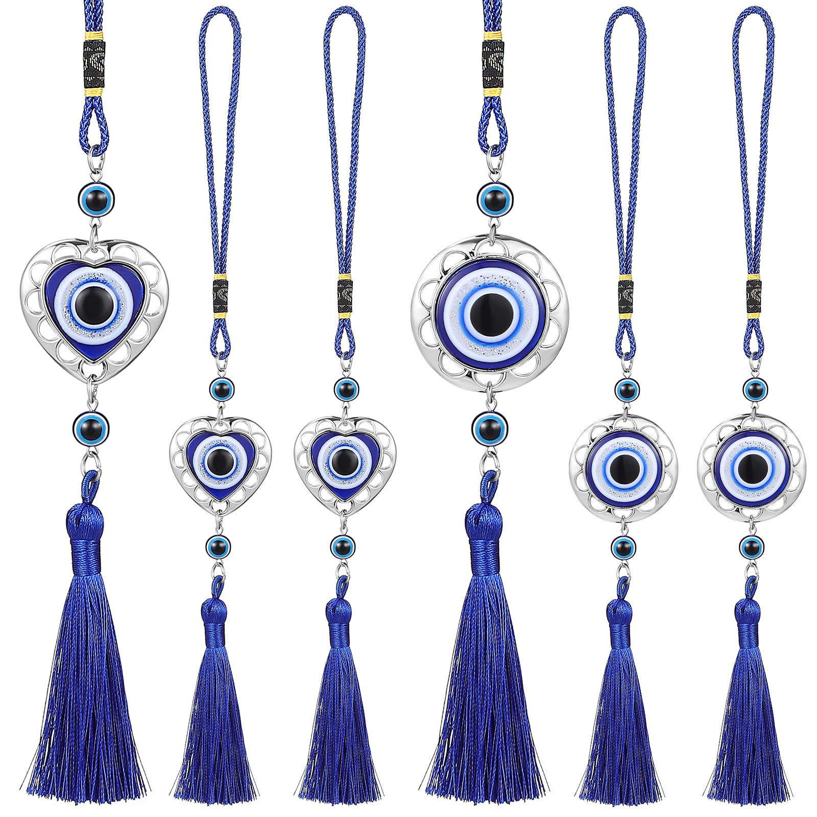 Garneck 6 Pcs Evil Eye Car Hanging Decorations Tassel Ornaments for Cars Accessories Stylish Fringe Charms for Vehicle Interior