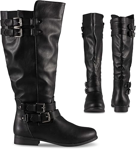 womens black riding boots wide calf