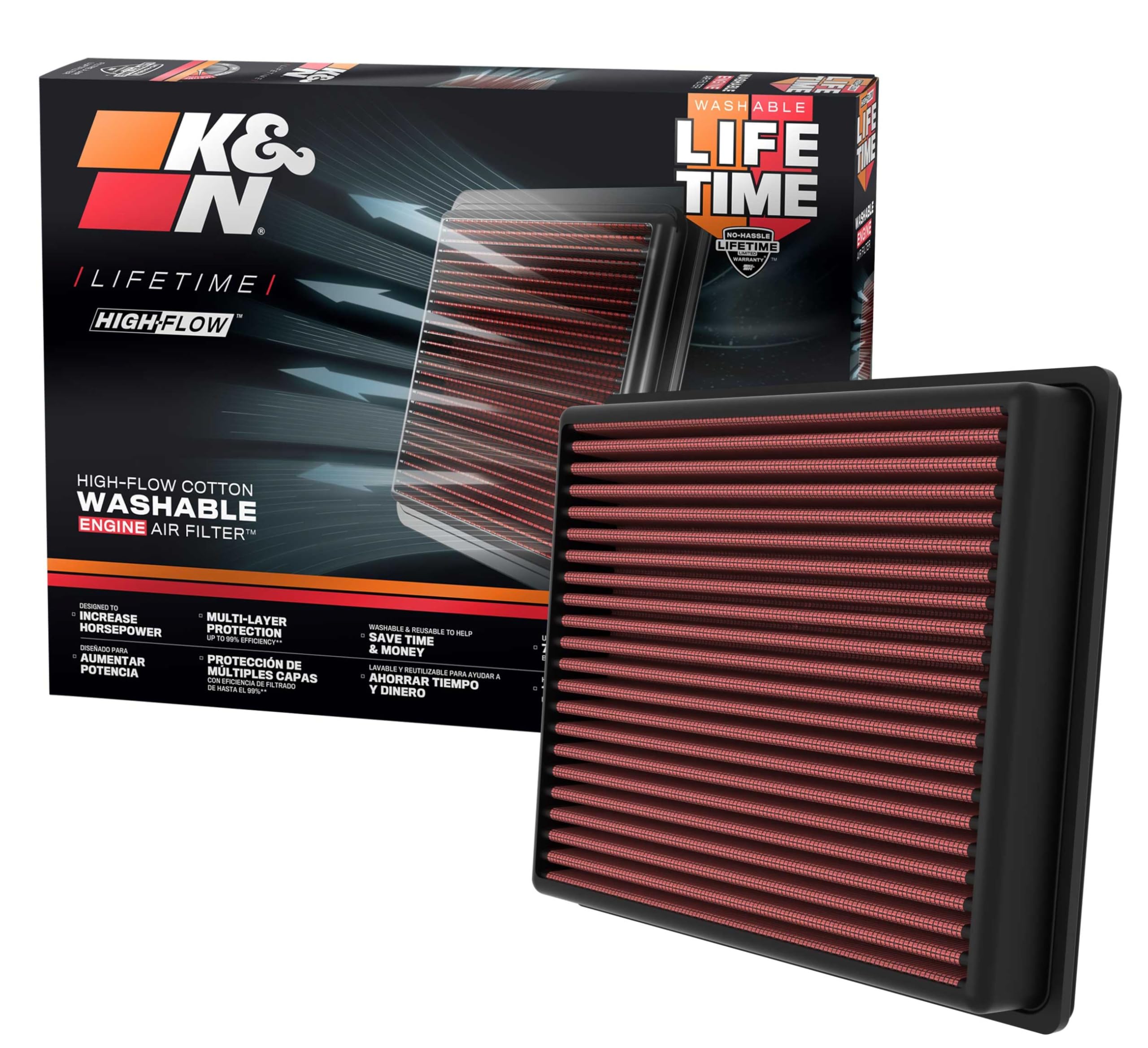 K&N High-Flow Original Lifetime Engine Air