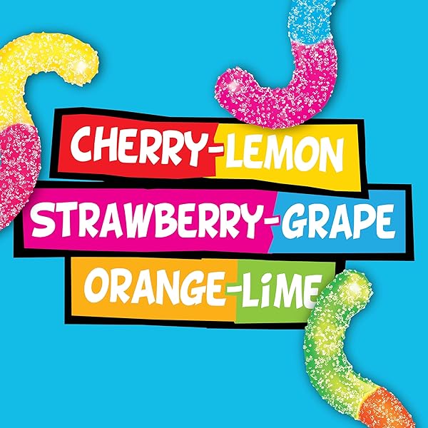 TROLLI SOUR BRITE CRAWLERS, CANDY, CHERRY-LEMON, STRAWBERRY-GRAPE & ORANGE-LIME, SWEET AND SOUR, GUMMY WORMS, 28.8 OZ