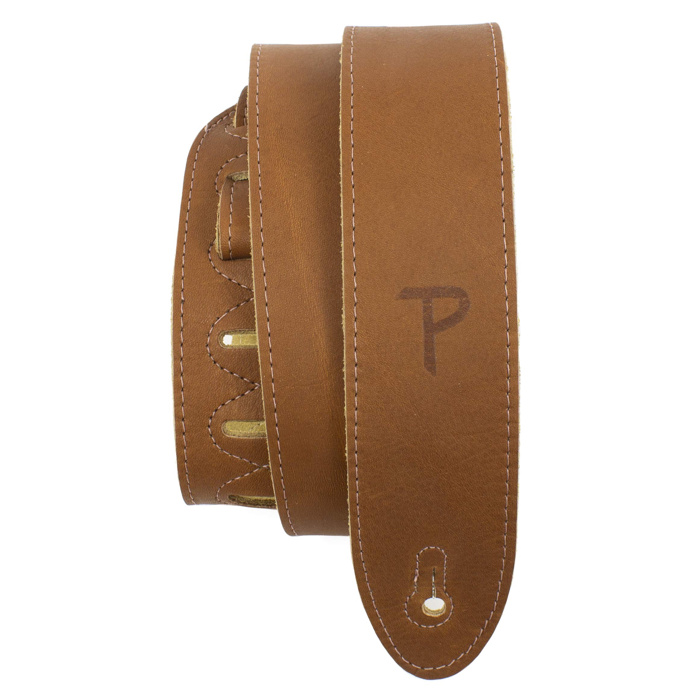 Perri's Leathers Ltd. - Guitar Strap - Italian Leather - Brown - Adjustable - For Acoustic/Bass/Electric Guitars - Made in Canada (BM2-7083)