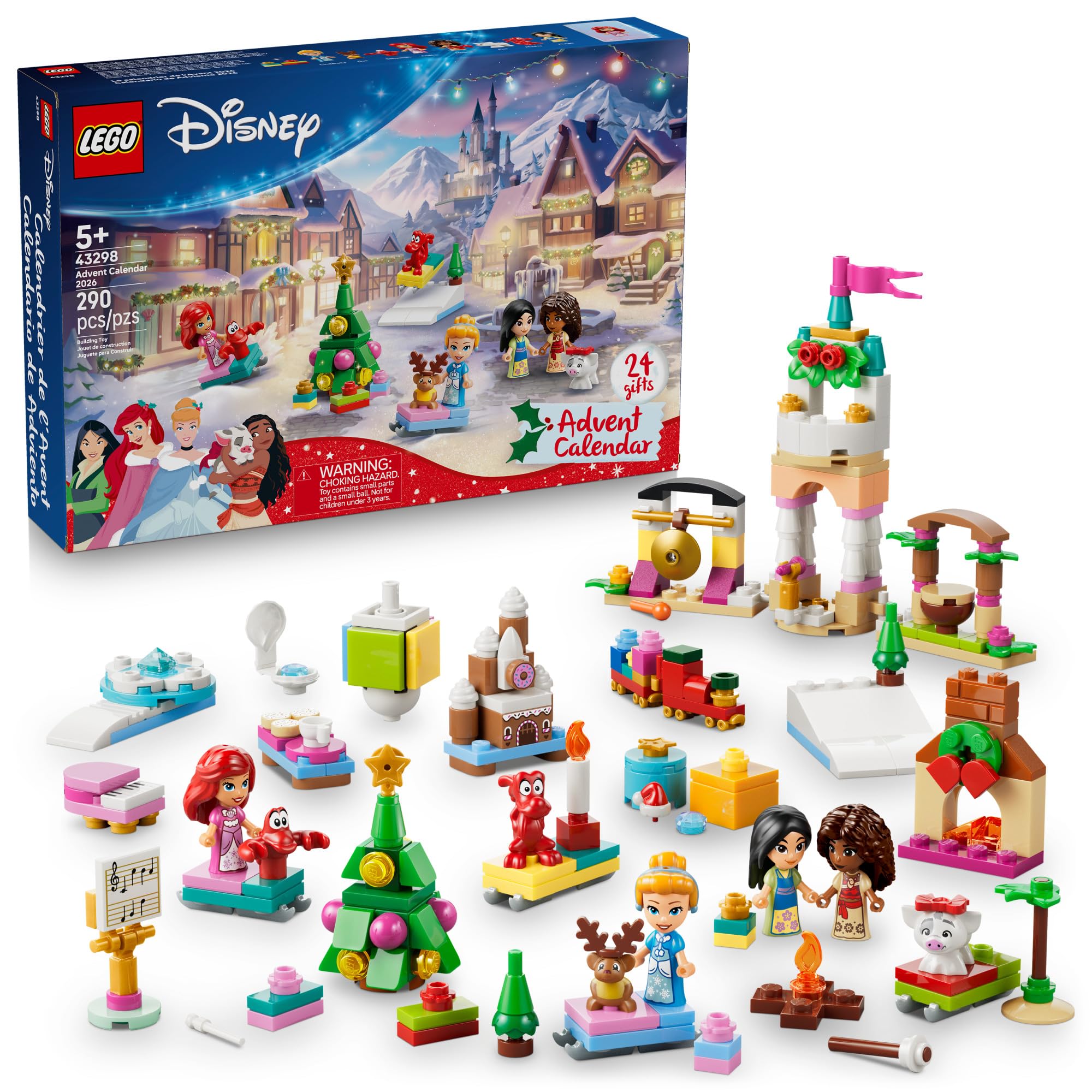 LEGO Disney Princess Advent Calendar 2026 43298 | Christmas Advent Calendar for Kids 2026, 4 Disney Microdolls, Building Toy,
