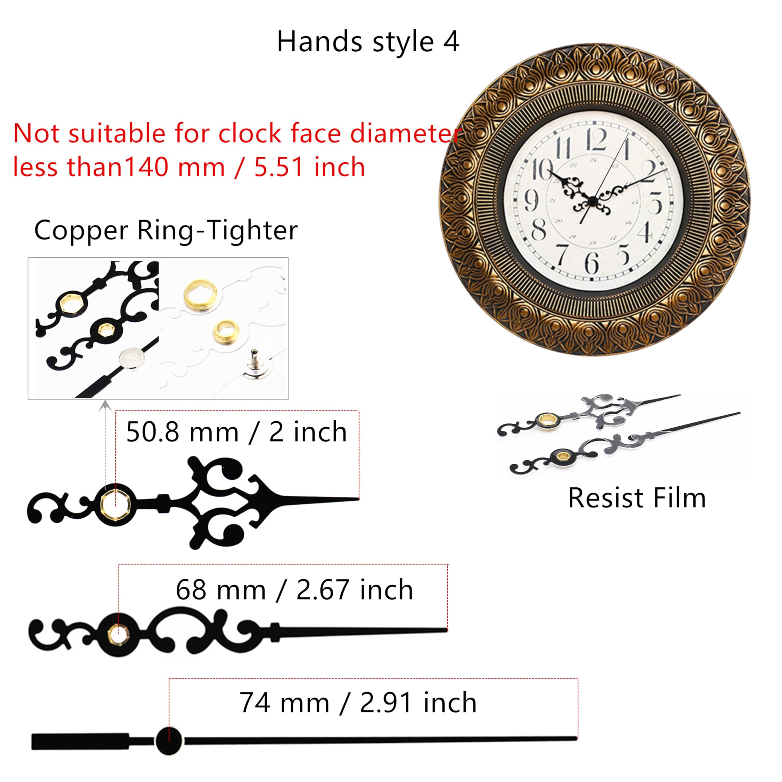 TIKROUND Youngtown 12888 Snap in Type 4.5mm Hour Shaft Length Continuous Sweep Non Threaded Quartz Clock Movement 8mm Total Shaft Length (A Hands).