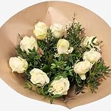 All Occasions White Rose Flowers Fresh Bouquet Box Same Day Delivery view 6