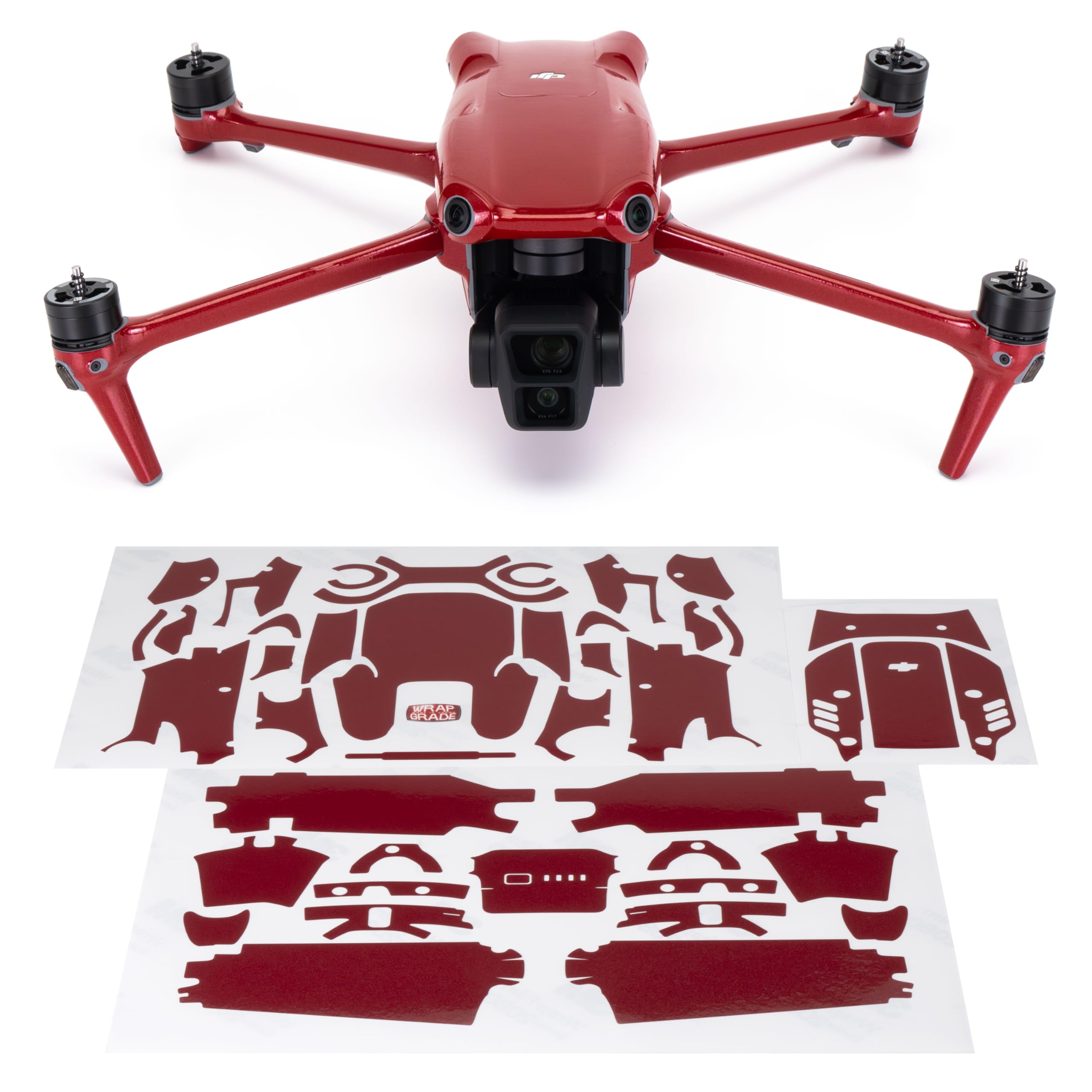 WRAPGRADE Skin Stickers compatible with DJI Air 3 | Full Wrap Set (JAPAN RED)