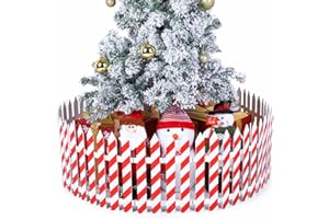 Sasylvia 30 Pcs 12inch Tall Wooden Christmas Tree Fences Christmas Tree Gate for Pets Candy Red Stripes Barrier Xmas Decoration Picket Fence Border for Dogs Xmas Party Indoor Outdoor