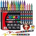 Amamao Acrylic Paint Markers, Soft Brush Tip Pens and Markers, Acrylic Paint Pens for Wood, Stone, Canvas, Glass, Fabric, Egg, Rock Painting and DIY Crafts Art Supplies (24)