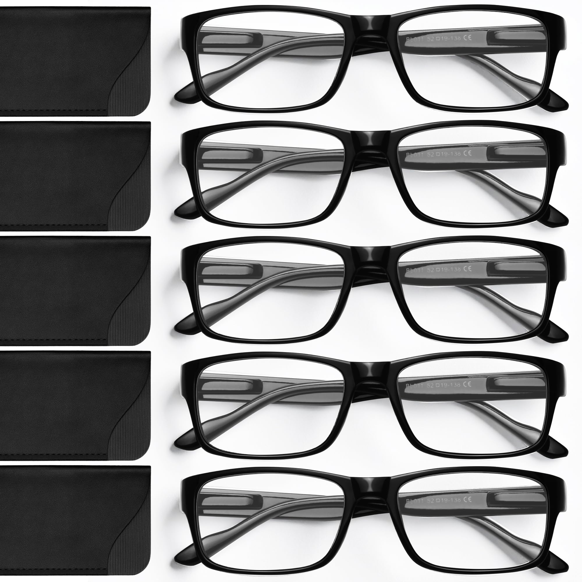 Photo 1 of Gaoye Reading Glasses Blue Light Blocking, Readers for Women Men Anti Glare Filter Lightweight Spring Hinge Eyeglasses (5-pack Light Black with Case, 2.75)