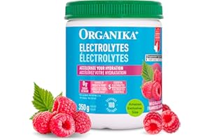 Organika Canadian-Made Electrolyte Drink Mix - Raspberry flavour- Zero Sugar, Hydration- 350 gram - 100 Servings