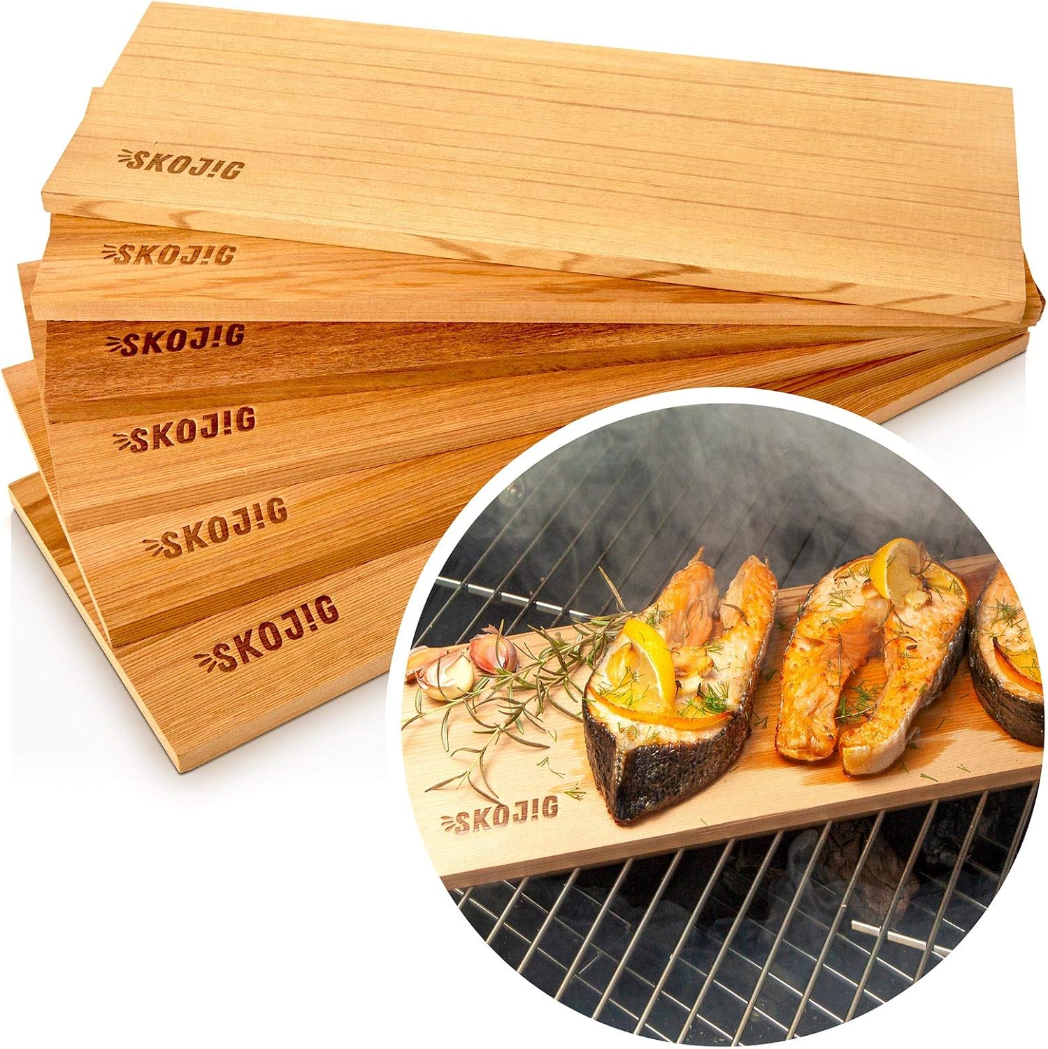3er Pack Räucherbretter aus kanadischen Zedernholz | ca. 37x14x1cm Grillbretter bw. BBQ-Bretter ideal für Fisch Gemüse Fleisch | Räucherplanken für mehr Aroma & echtes Geschmackserlebnis