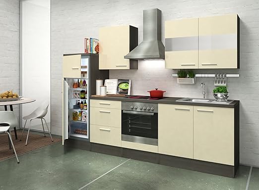 respekta Premium Cocina Cocina Riga 270 cm Roble Vainilla patinati ...