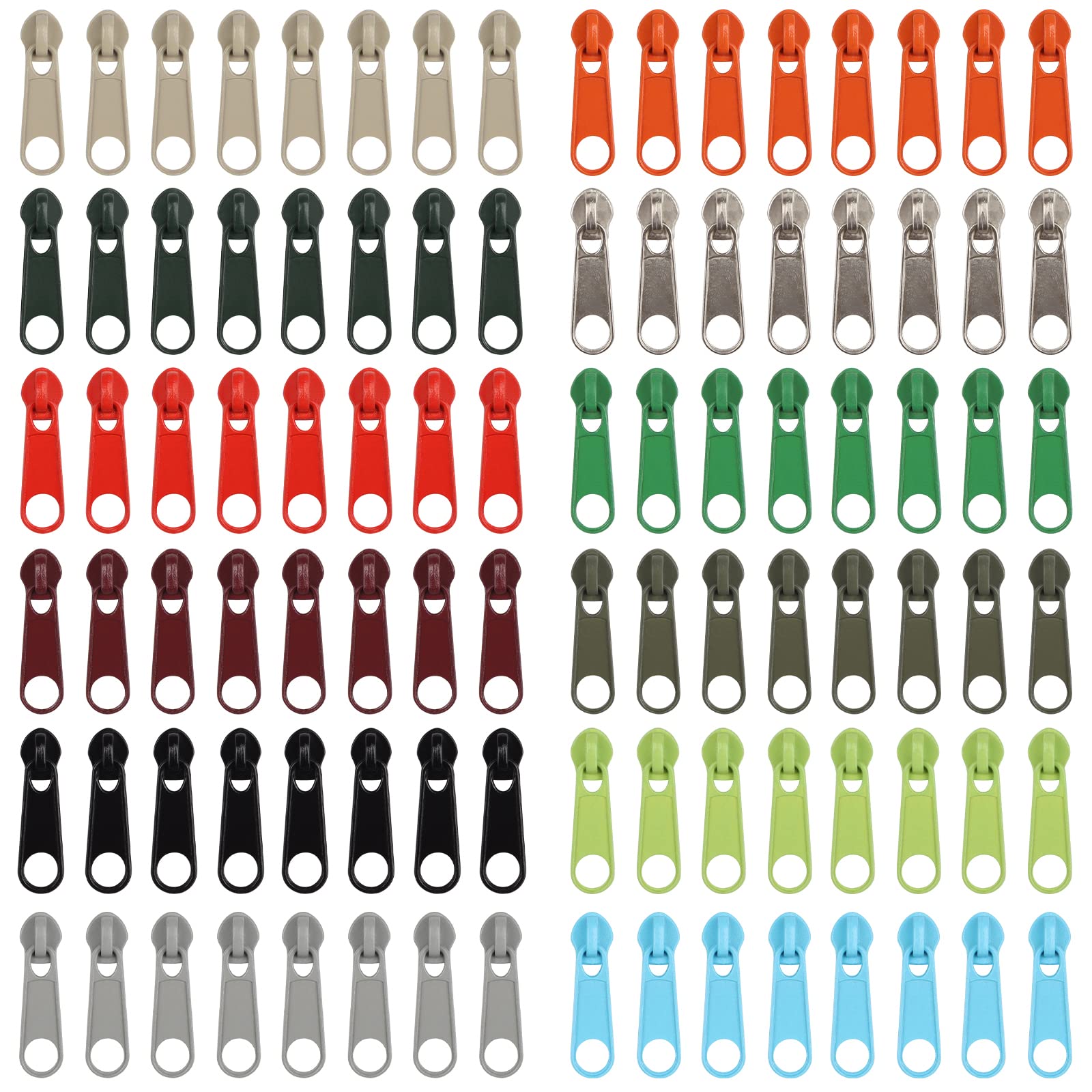 DOITEM 96Pcs Zipper Repair Kit - 12 Colors, 3# Zipper Pulls, Rescue Kit for Clothing, Jackets, Purses, Luggage, Backpacks — image 1