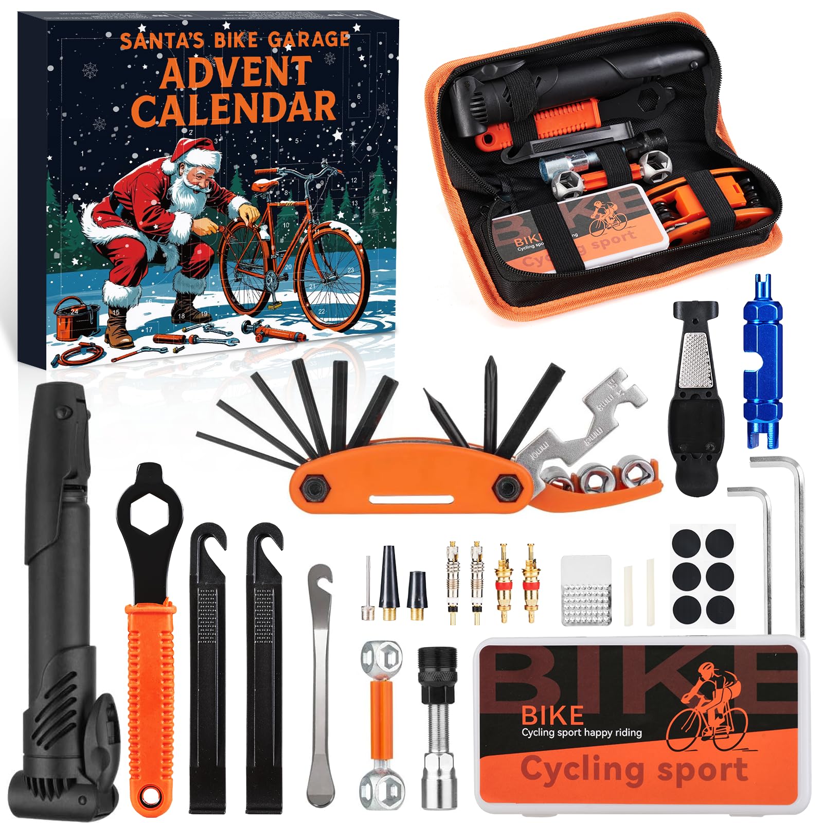 Photo 1 of ***FACTORY SEALED*** Bike Repair Tool Advent Calendar for Adult Men Teen Boys, 24 Day Bicycle Repair Kit with Multitool, Bone Wrench & Patches Christmas Countdown Gifts for Husband Son