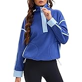 ONFERS Womens Half Zip Fleece Pullover Oversized Jacket with Pockets Zip Up Sweatshirt Warm Fuzzy Sweater Fall Winter Fashion